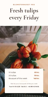 Door poster for a florist — fresh tulips