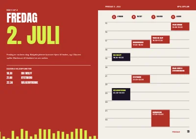 Side 18–19 af Festivalprogram for musik- og kulturfestival – 64 sider