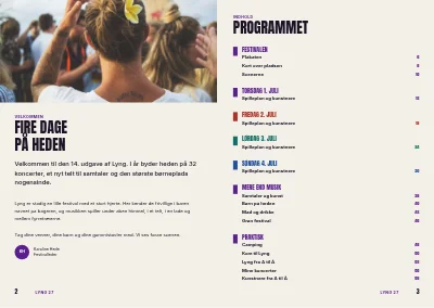 Side 2–3 af Festivalprogram for musik- og kulturfestival – 64 sider