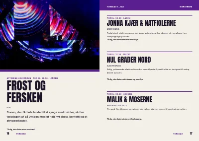 Side 16–17 af Festivalprogram for musik- og kulturfestival – 64 sider