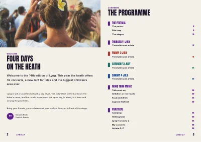 Pages 2–3 of Programme for a music and culture festival – 64 pages