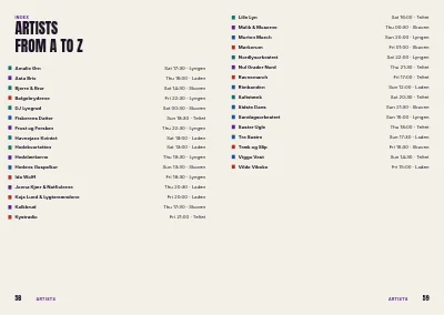 Pages 58–59 of Programme for a music and culture festival – 64 pages