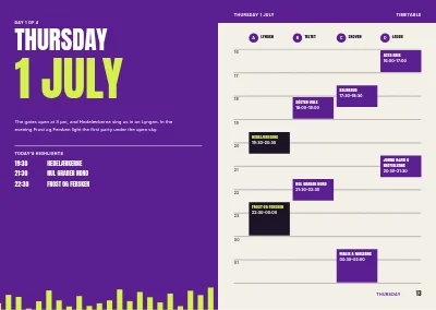 Pages 12–13 of Programme for a music and culture festival – 64 pages