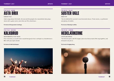 Pages 14–15 of Programme for a music and culture festival – 64 pages
