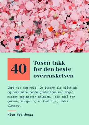 Takkekort for overraskelsesfest
