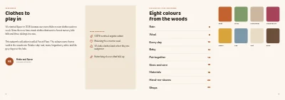 Pages 2–3 of Seasonal collection for a children's clothing brand – 24 pages