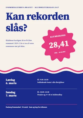 Svømmestævne med rekord-mærkat — plakat