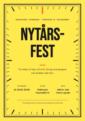 Nytårsfest — urskive i dobbeltramme