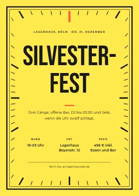 Silvesterparty — Rahmen im Zifferblatt-Look