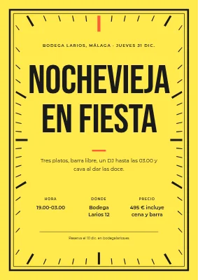 Fiesta de Nochevieja — marco con forma de esfera de reloj
