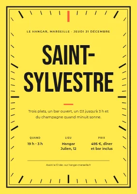 Soirée du réveillon du Nouvel An — cadre en forme de cadran d'horloge