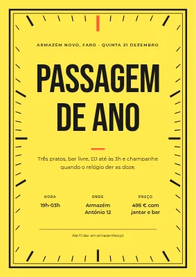 Festa de Passagem de Ano — moldura em forma de mostrador de relógio