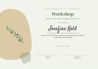 Certificate of participation — floristry workshop