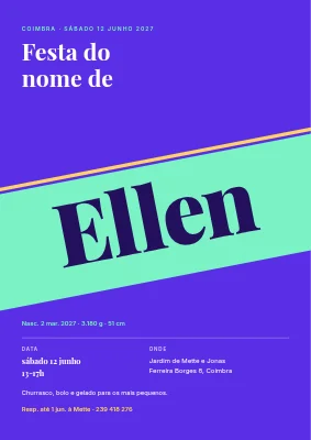 Festa do nome — nome numa faixa inclinada
