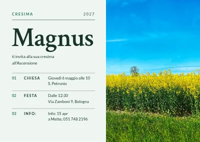 Cresima — campo di colza e dettagli numerati