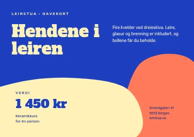 Gavekort — keramikkurs