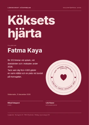 Volontärpris — köksets hjärta