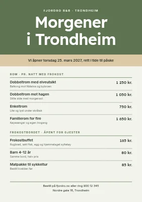 Bed and breakfast — sesongåpning