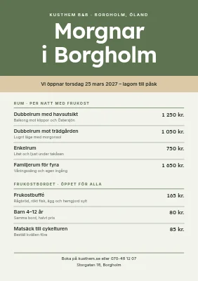 Bed and breakfast — säsongsöppning