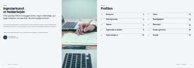 Side 2–3 af Virksomhedsprofil for rådgivende ingeniørfirma – 32 sider