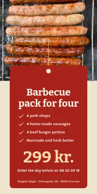 Door poster for a butcher — a barbecue pack for four
