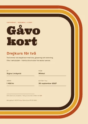 Presentkort — keramikkurs