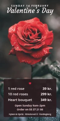 Door poster for a florist — Valentine’s Day roses and hearts