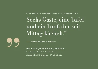 Supper Club — Zitat-Einladung