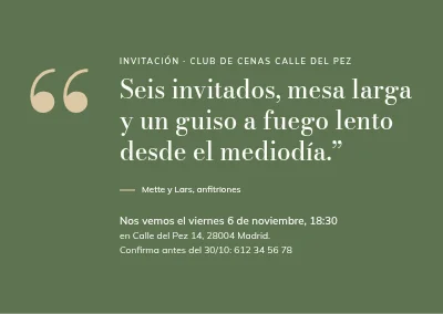 Cena club — invitación con cita