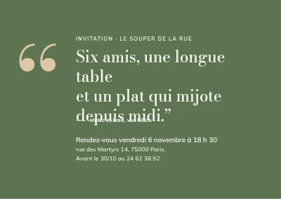 Supper club — invitation avec citation