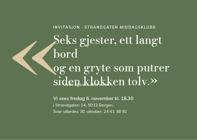 Spiseklubb — invitasjon med sitat
