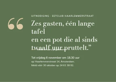 Supperclub — uitnodiging met citaat