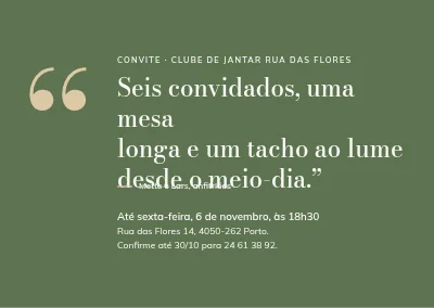 Clube de jantares — convite com citação