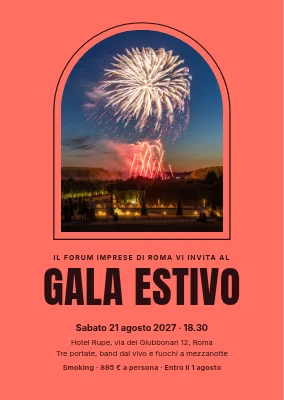 Gala estivo — fuochi d'artificio in una finestra ad arco
