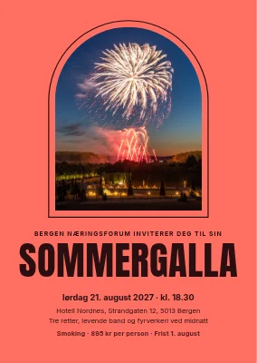 Sommergalla — fyrverkeri i et buet vindu