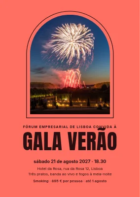 Gala de verão — fogo de artifício numa janela em arco