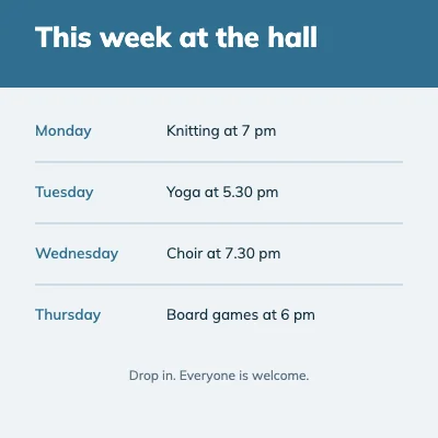This week at the hall