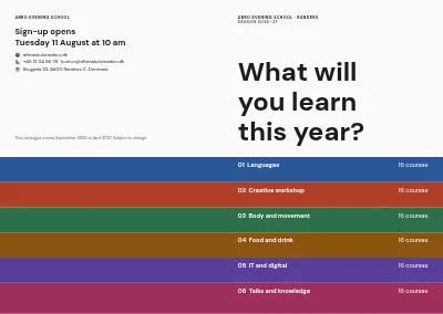 Cover of Course catalogue for an evening school – 96 pages