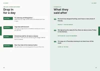 Pages 42–43 of Course catalogue for an evening school – 96 pages