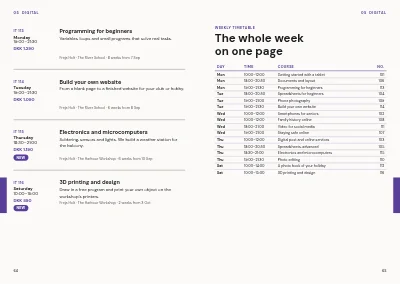 Pages 64–65 of Course catalogue for an evening school – 96 pages
