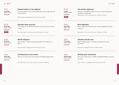 Pages 70–71 of Course catalogue for an evening school – 96 pages