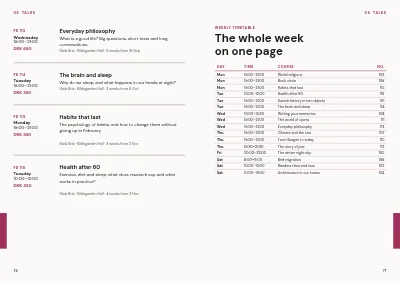 Pages 76–77 of Course catalogue for an evening school – 96 pages