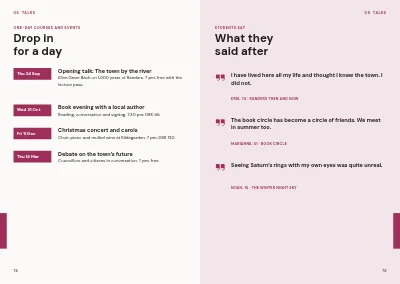 Pages 78–79 of Course catalogue for an evening school – 96 pages