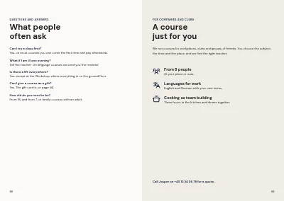 Pages 88–89 of Course catalogue for an evening school – 96 pages