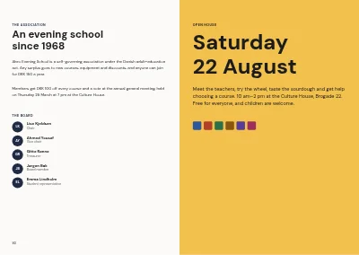 Pages 92–93 of Course catalogue for an evening school – 96 pages