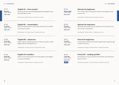 Pages 10–11 of Course catalogue for an evening school – 96 pages