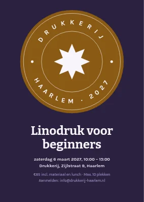 Linosnede-workshop — uitnodiging