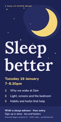 Door poster for a health food shop — a talk on sleep