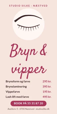 Dørplakat til skønhedsklinik — bryn og vipper