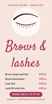 Door poster for a beauty studio — brows and lashes